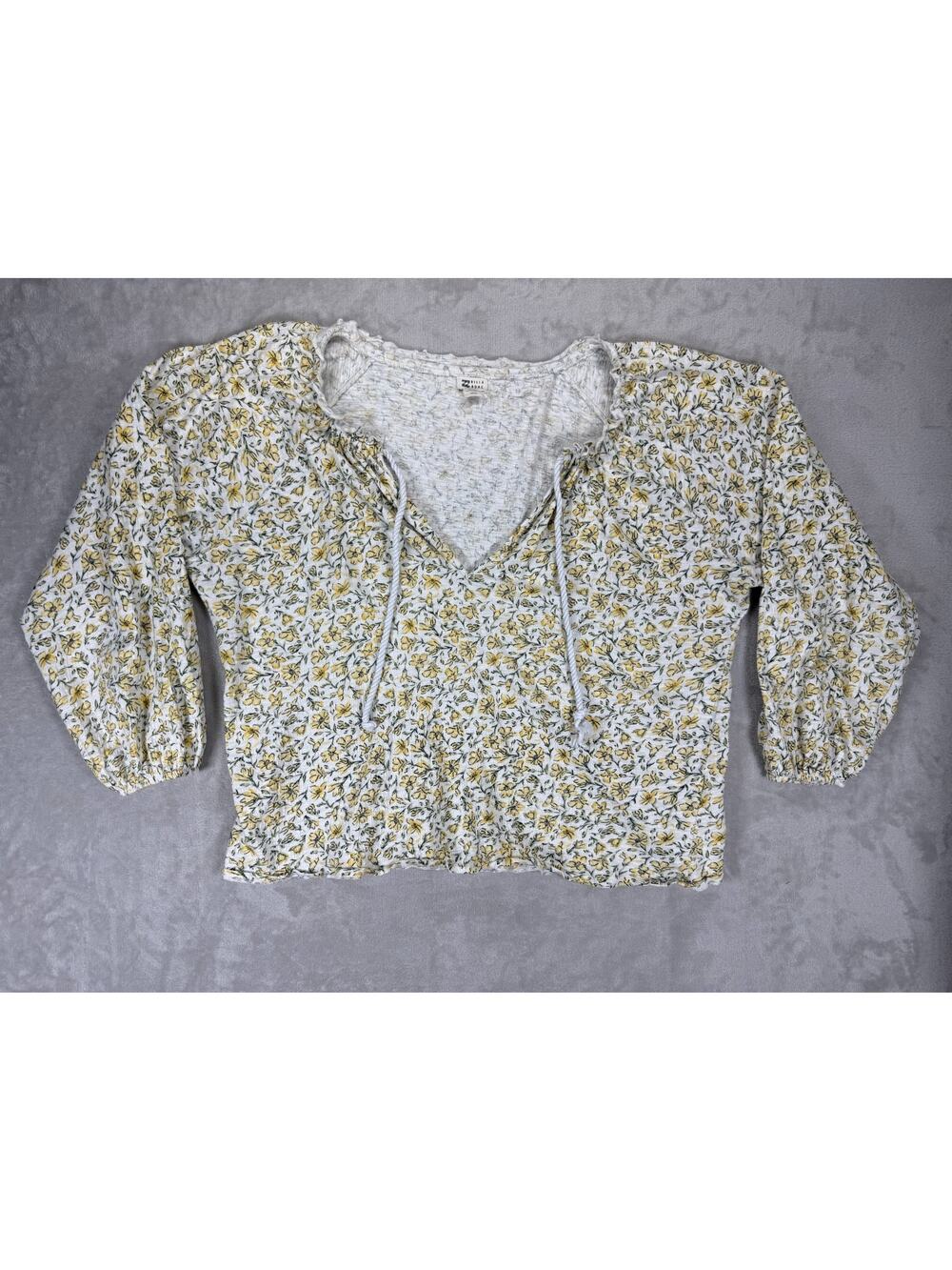 Billabong Medium Floral Oversized Boho Beach Cover Up Top Peasant Blouse